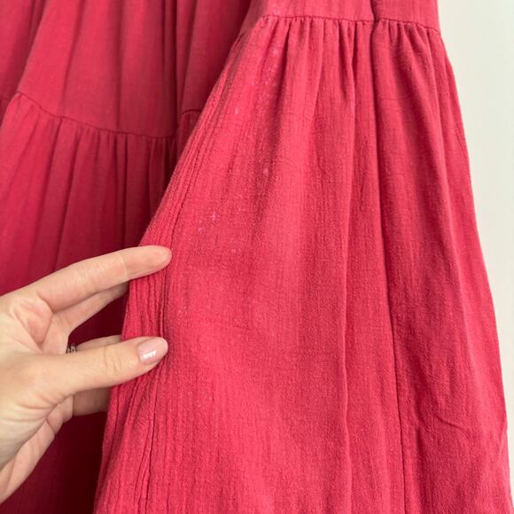 Free People Tiered Maxi Skirt Boho Raspberry Pink Ruffle Festival M Medium - Picture 16 of 16